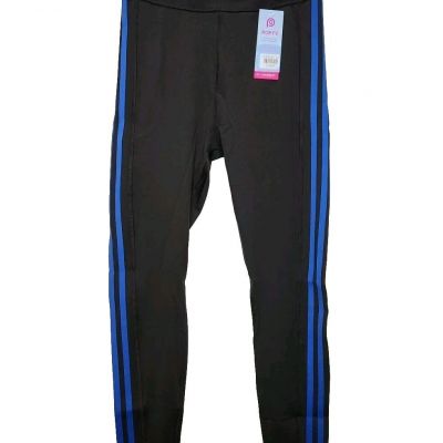 Pop Fit Womens Large Black/Blue Skinny Leg High Rise Leggings POP3002-33